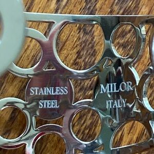 Milor Stainless Steel Cut Out Circles Cuff Bracelet signed Made in Italy